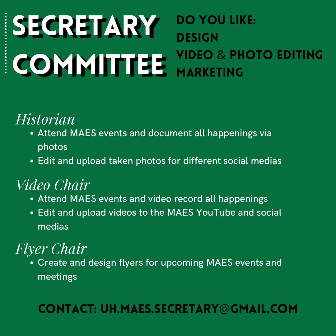 UHMAES's tweet photo. Secretary Committee! 5/5 https://t.co/nKDvV2tiZ5