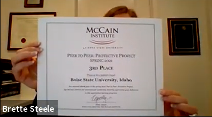 edventpartners's tweet photo. Congratulations to the Protective Project program award winners! 

Ist place: Ohio Dominican University
2nd place: Arizona State University
3rd place: Boise State University

Honorable Mention: University of Central Oklahoma

@McCainInstitute @Allschoolsaz @1UpAgainstHate https://t.co/i23bj9a5nT