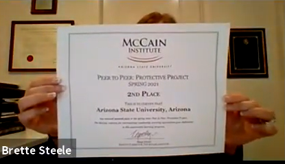 edventpartners's tweet photo. Congratulations to the Protective Project program award winners! 

Ist place: Ohio Dominican University
2nd place: Arizona State University
3rd place: Boise State University

Honorable Mention: University of Central Oklahoma

@McCainInstitute @Allschoolsaz @1UpAgainstHate https://t.co/i23bj9a5nT