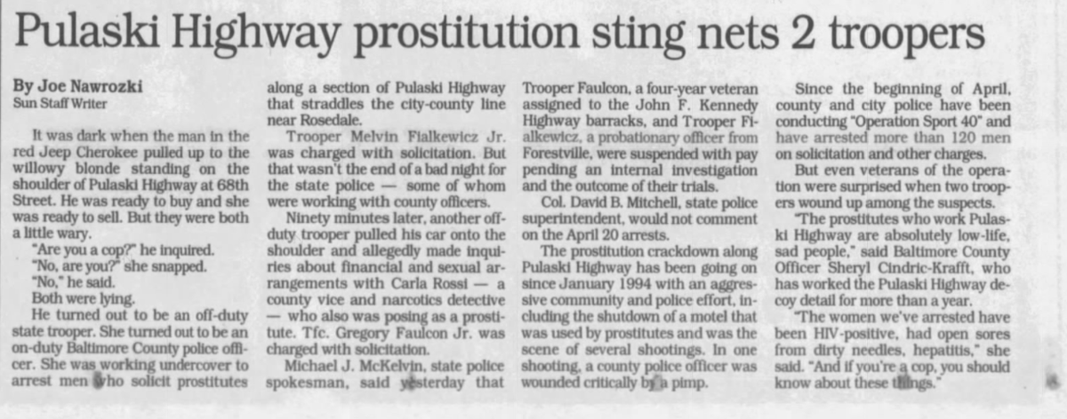 Based on the data that year and years following, one may come to the conclusion that sex work did not end in Baltimore, MD. In fact, even the police force that allegedly wanted to end it engaged in it, as any worker could have predicted (8)