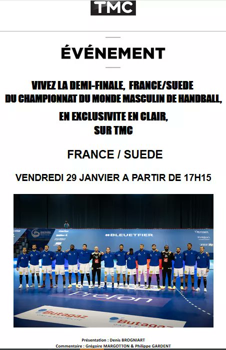 EnPleineLucarne's tweet photo. France / Suède ce vendredi à 17h30 en demi-finale du Mondial masculin de hand.
Commentaires : @gregmargotton et @PGardent 
Présentation : @DenisBrogniart https://t.co/zCgeyX0Hnc