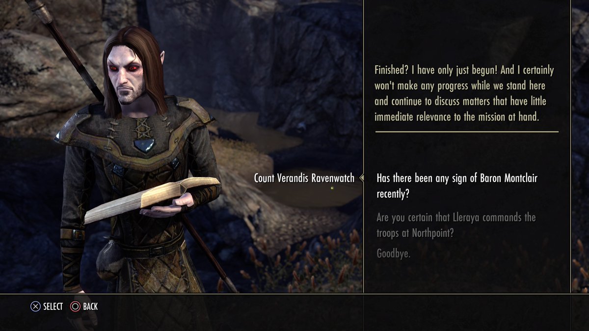 secretfeanorian's tweet photo. I think Verandis' exasperated dad energy is my favorite thing in this entire game #ESO https://t.co/H6L704KKoG