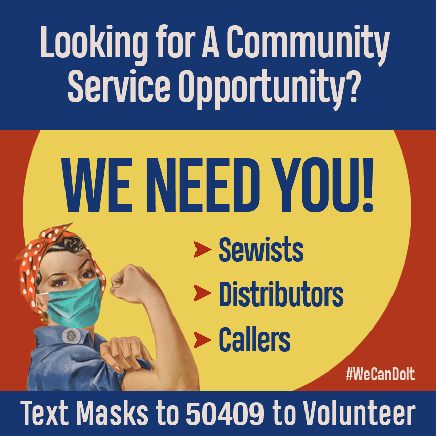 masksnoworg's tweet photo. Can’t sew but you still want to help us provide #MasksNow? There’s lots you can do to help. 

We need people to help coordinate distribution of materials and masks, make calls, help with online tasks and more. 

Learn how you can help by texting masks to 50409. https://t.co/ABaUEbts3k