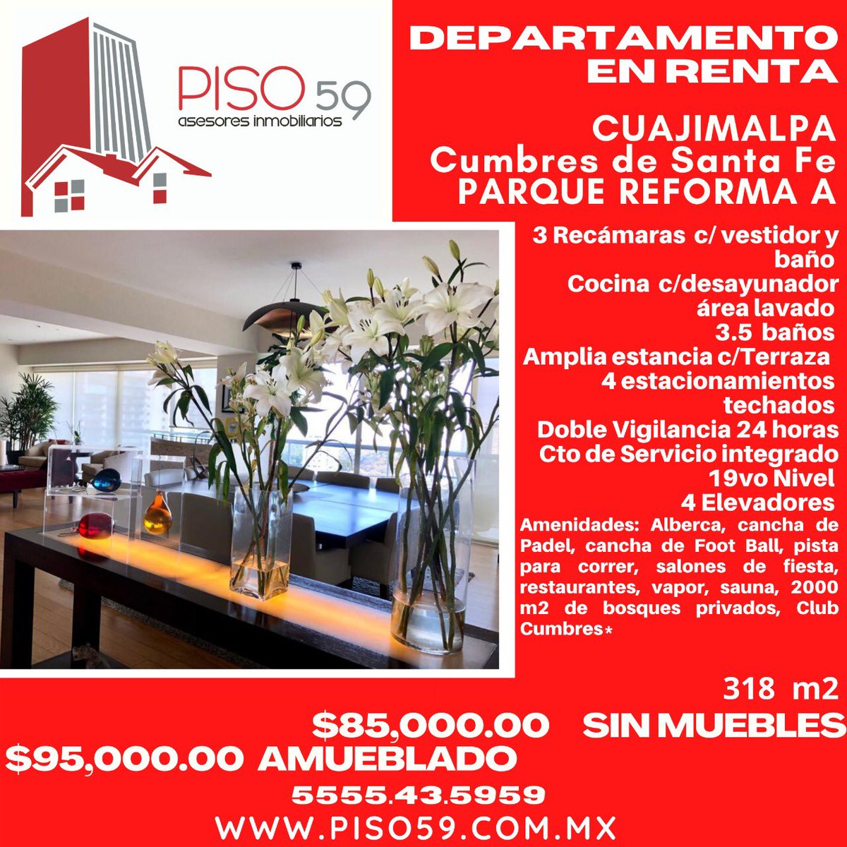 somosPiso59's tweet photo. #DEPTORENTA #AMUEBLADO #SINAMUEBLAR #cumbresdesantafe #seguridad #departamentosdelujo #deptolujo #otraformadevivir #bosques #excelentevista #terraza #amenidades #amenities #cuartodeservicio #granoportunidad #excelentevista👌 #piso59 #somospiso59 #mantenimientoincluido https://t.co/4Rp1iwxC4k
