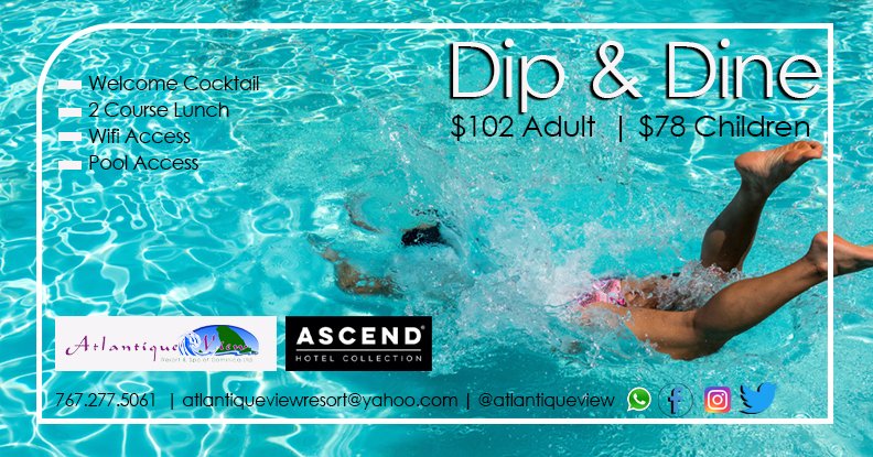 Plan a day at  Atlantique View Resort book a dip and dine day pass.   #pool #staycation #sunshine