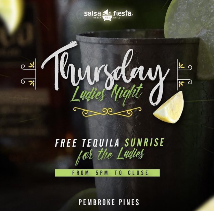 salsa_fiesta's tweet photo. Life isn’t always about tacos and tequila... but it should be🍸🌮

FREE Tequila Sunrise for the Ladies! 👸🏻 https://t.co/FB5bLn8Ryb