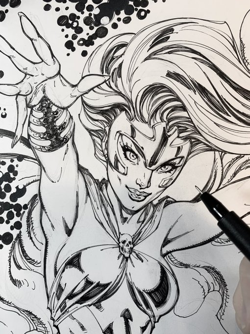 ✏️✒️ Some WIP step-by-steps of the process that went into creating my new #XMEN: Legends Exclusive cover featuring classic #Polaris &amp; #Banshee! 5 of 5 going on pre-sale this coming weekend ONLY at https://t.co/ZS3rIe8ldr 
⏪Swipe⏪ through to see more! 