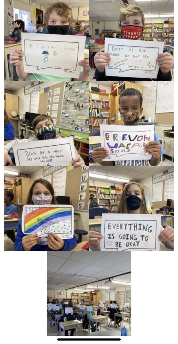 ArmourHeightsPS's tweet photo. Ms Robinson’s class made time and space for important conversations today to mark #BellLetsTalk day. May these messages and this learning  last long past this special day. @kprschools #AwesomeArmour https://t.co/jmMR12SY3G