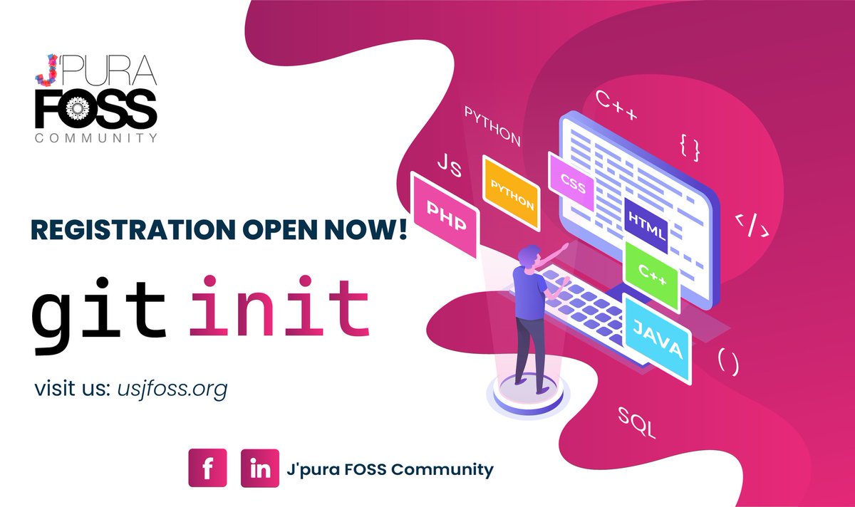 usjfoss's tweet photo. Register now for the session Git init - Introduction to Git &amp; GitHub

Visit https://t.co/NEJ8C4b0sa https://t.co/bGiipSZd0m