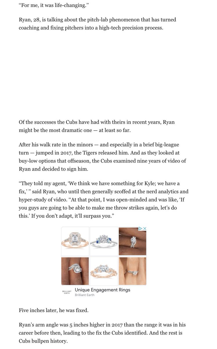 But what Cubs do believe is there’s a “right” release point for each individual guy. Which made me think of Kyle Ryan’s story, which  @GDubCub wrote last February. A five inch release point fix. “Life-changing.”The Stewart release point change we’re talking about? 7 inches.