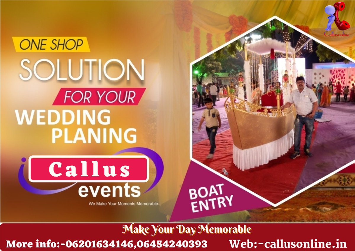 Callusonline's tweet photo. #Callus_Event_Management_Company is one shop &amp; Solution of ur all event related queries. 
So don't waste ur time Call@ 6201634146, 7492909646

 #callusevent #eventplanner #weddingplanner #eventorganiser #weddingorganizer #eventmanagementcompany #cateringservice https://t.co/6lThM7U3aK