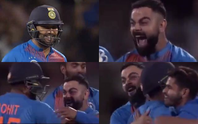 C4Cricket_18's tweet photo. Just Look At Virat Kohli's Reaction When Rohit Sharma Finished In Style 🔥😍
#OnThisDay #TeamIndia #ViratKohli #RohithSharma https://t.co/f8Zqqm05x1