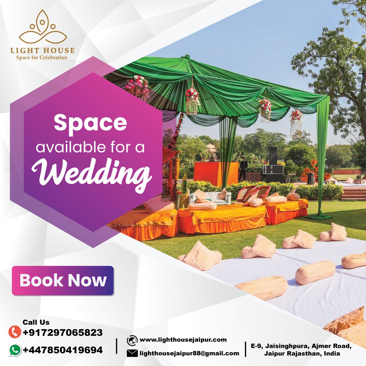 lighthousein's tweet photo. Space available for a wedding
Light House offers 1 acre space for celebrating social functions such as Weddings
Visit us:- https://t.co/A4uxTDV7HB
Mail us:- lighthousejaipur88@gmail.com
Call us:- +91-7297065823
#wedding #space #location #event #birthday #corporate #party https://t.co/3mfirrWMjz