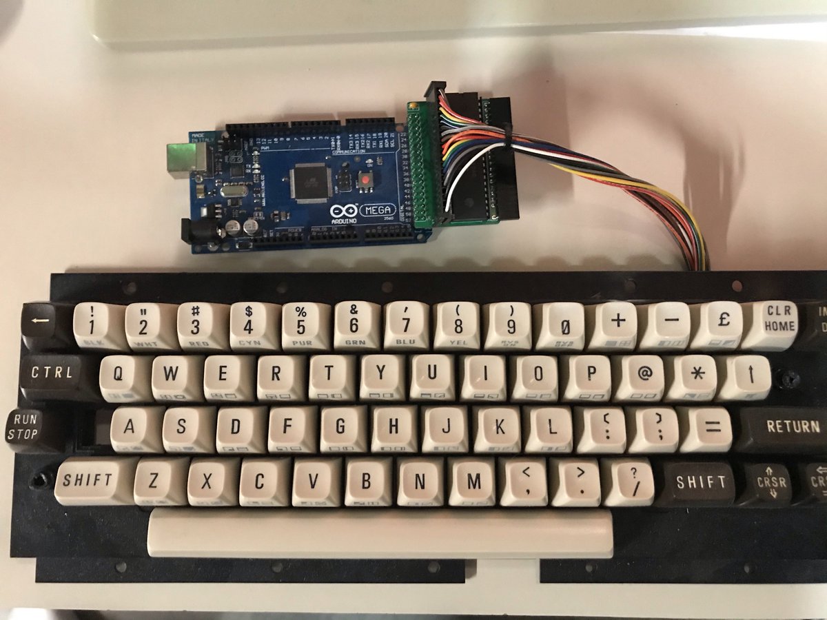 A few folks have asked me to create a C=Key variant called PETKey that will scan a VIC/64 KB and convert to the PET layout. To help with debugging and other folks testing, I'm using an Arduino Mega as a prototype.