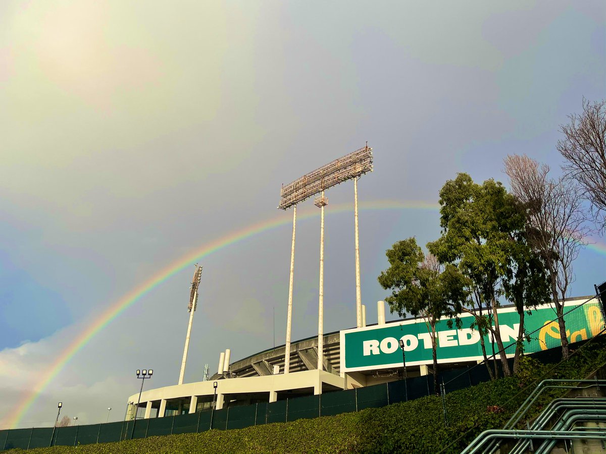 DaveKaval's tweet photo. End of the rainbow 🌈 @Athletics #coliseum https://t.co/QjkIMSe28c