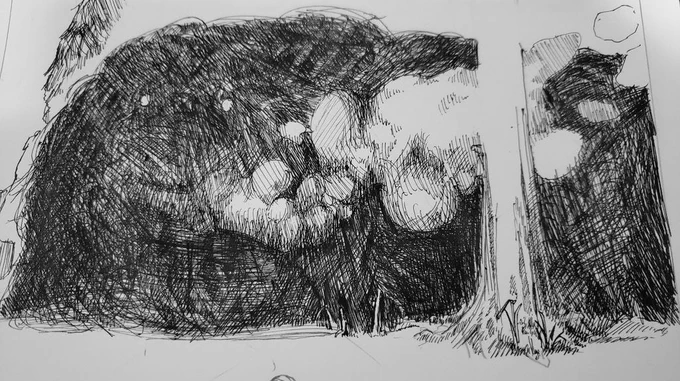 昔のボールペンで書いた絵、かなり良くて負けてる～～ってなった 