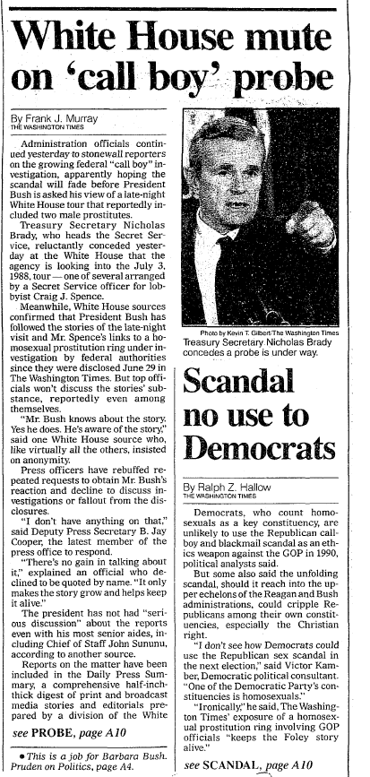 This story is breaking in 1989, when Bush Sr was president - the reaction from the white house is mostly silence and avoidance.
