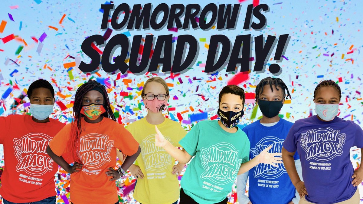 Hey Roadrunners! Ready for some #MidwayMagic?!?! 🎉🎉🎉

TOMORROW IS SQUAD DAY! Don't forget to show your squad spirit by wearing your squad color for our Squad Games, Meetings, and Rally! ❤️🧡💛💚💙💜