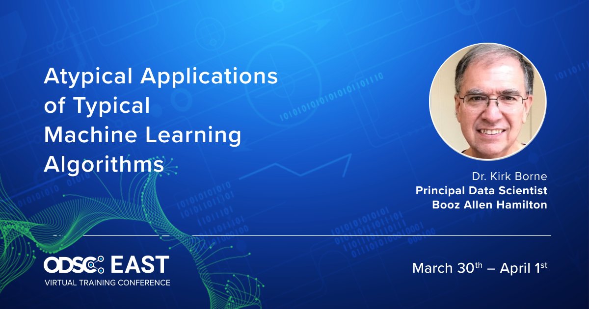KirkDBorne's tweet photo. I look forward to presenting 2 training sessions at #ODSCEast Virtual Conference: https://t.co/pCfg2KjDao
+
Register now to join 1000's of #DataScientists: https://t.co/q12Ht4Sueq by @ODSC
————
#BigData #DataScience #AI #MachineLearning #DeepLearning #Python #PredictiveAnalytics https://t.co/lo5wH63Vgu