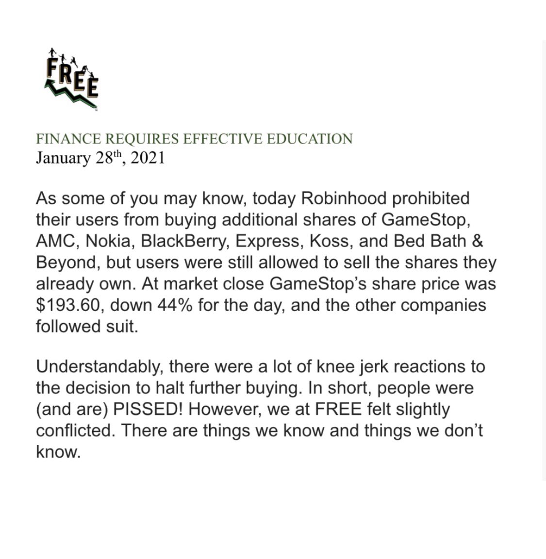 wethefreed's tweet photo. Our thoughts today re: $GME $AMC $BB $BBBY $KOSS $EXPR $NOK https://t.co/H99AZIt4r8