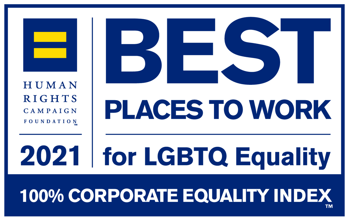 We’re proud to have earned a 100 on @HRC’s Corporate Equality Index for LGBTQ-inclusive workplace policies and practices. #CEI2021 bit.ly/36D5qdF