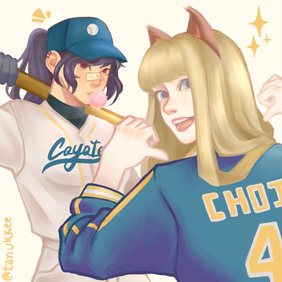 tanukkee's tweet photo. [#TNKDraw] ⚾🎉✨

desafiozinho do OC 🌞
fiquei um tempinho sem postar e volto agora postando uma hora dessas, porém vendo aqui que já estou quase com 3K?? 
muito obrigada, vcs são cheirosos 🚶💙 https://t.co/jNtLc8vDIB