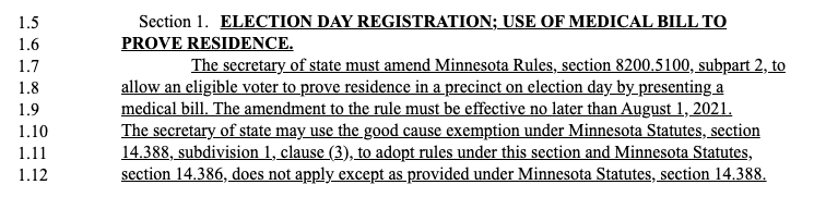 Here, for reference, is what the bill would provide. (I ought to have included this at the outset. Sorry.)  https://www.revisor.mn.gov/bills/text.php?number=HF23&type=bill&version=0&session=ls92&session_year=2021&session_number=0