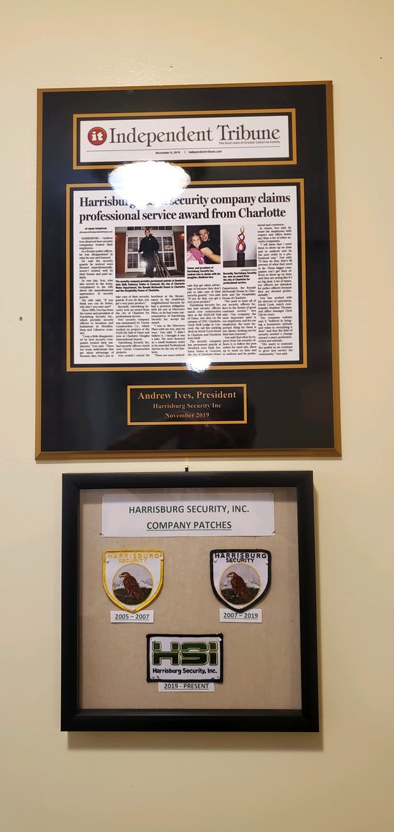 Officer Manager Chris Lile got our security patches through the years on display at the office.