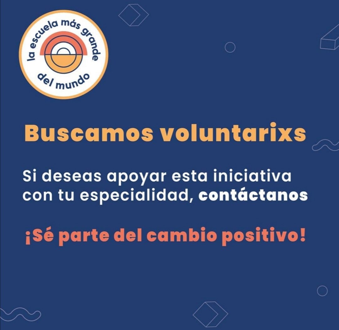 escuela_mas's tweet photo. A veces queremos ayudar en un situación difícil pero no sabemos cómo.

Buscamos voluntarios/as que con su especialidad, lleven a la escuela a los y las estudiantes que les hace falta #internet

¡Súmate! 
#comparte #compartomired #escuelaadistancia #educacion https://t.co/fo2Rgo9UV5