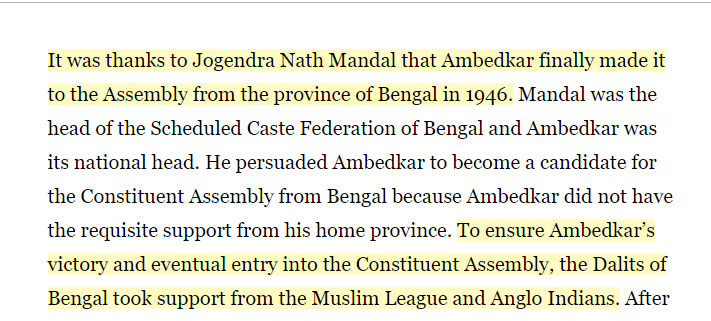 When  #Nehru led  @INCIndia &  #CommunistParty tried to banish Dr Ambedkar from entering Constitution Assembly, it was Jogendranath Mandal who vacated his seat for Dr Bhim Rao.Jogendranath Mandal refused to acknowledge what Dr Bhim Rao saw...That Never Trust Muslims.
