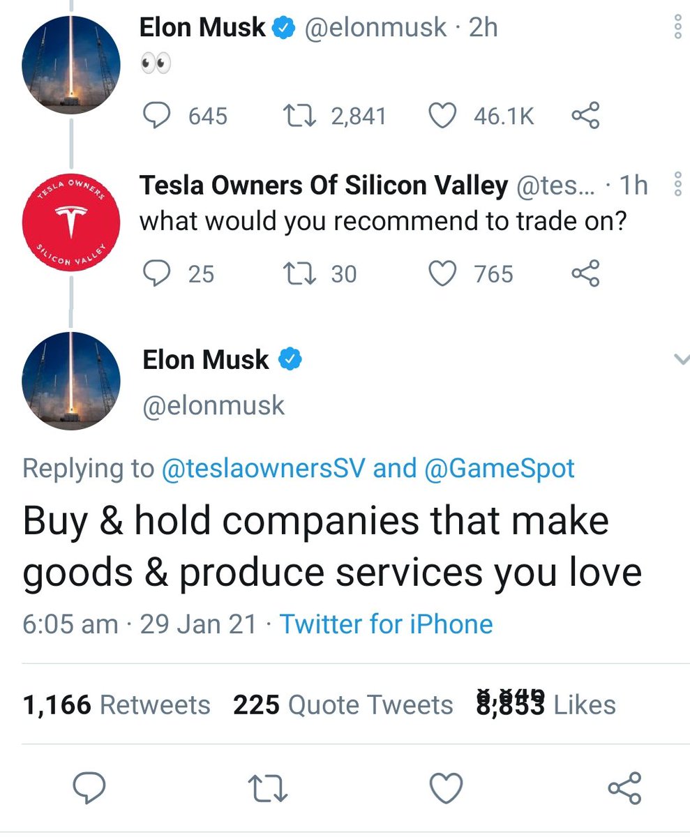 samriddhi_987's tweet photo. @elonmusk giving great investing advice🙏🙏😊

"Buy and hold companies that make goods and produce services you love" https://t.co/01zT72AzEv