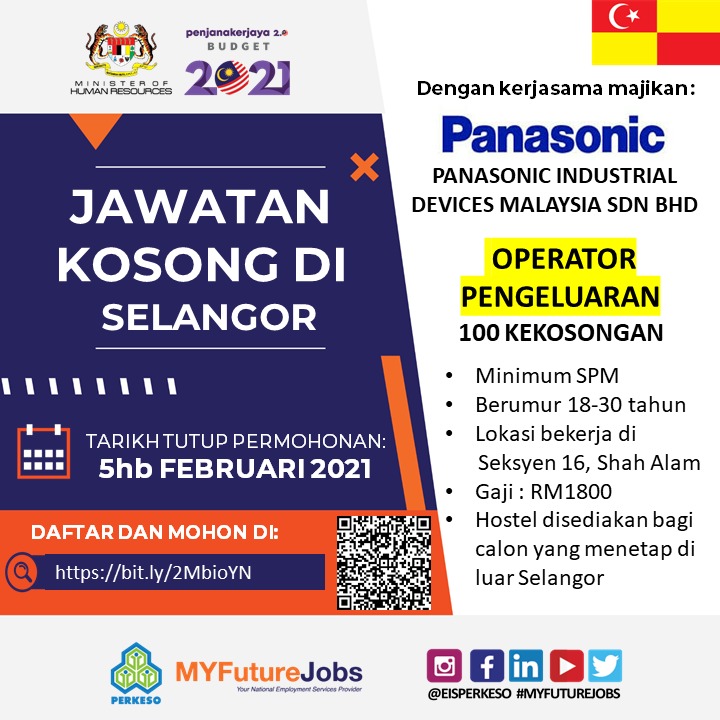 Twitter à¦ Myfuturejobs Info Jawatan Kosong Terkini Di Selangor Dengan Kerjasama Majikan 1 Panasonic Industrial Devices M Sdn Bhd Setiap Calon Perlu Layari Https T Co N9l5rpovww Untuk Maklumat Lebih Lanjut Mengenai Jawatan Kosong Serta Membuat
