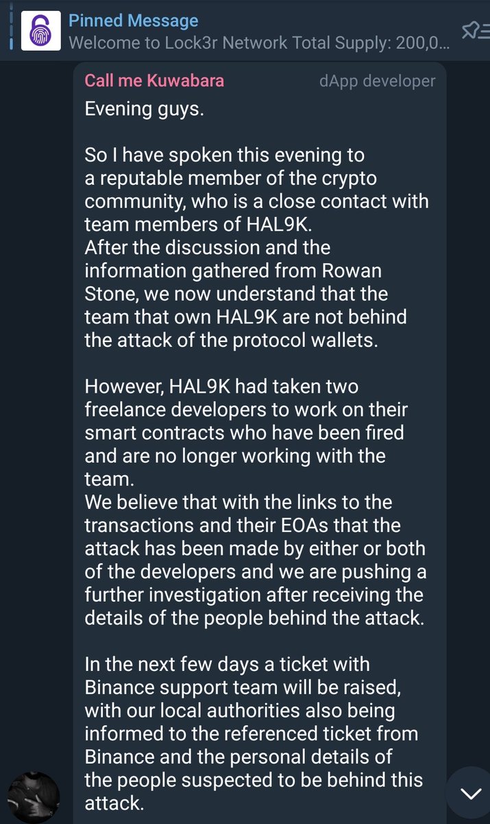 AstrologyCrypto's tweet photo. $HALAI #HAL9K
Want to take a moment to thank the HAL9K team for their support in finding the attackers for the #LK3R exploit and also to Rowan for his great help
You were unfairly tarnished due to the work of 2 freelance solidity devs you hired
Best of luck Hal
@RowanRK6 https://t.co/dQEHHmqnDk