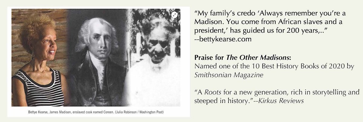 Join us & #ShelvesBookstore for “Virtual Chat with Dr. Bettye Kearse, author of The Other Madisons: A Lost History of a President's Black Family.” Thurs, 2/4, 7:00pm EST. 
Register at ➡️ bit.ly/2Xd15bL
A Free book to 2 attendees! @HMHCo #memoirs #BlackHistoryMonth