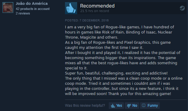 Hey thanks for the awesome review of Dungeon Souls! store.steampowered.com/app/383230/Dun… #indiegame #Steam
