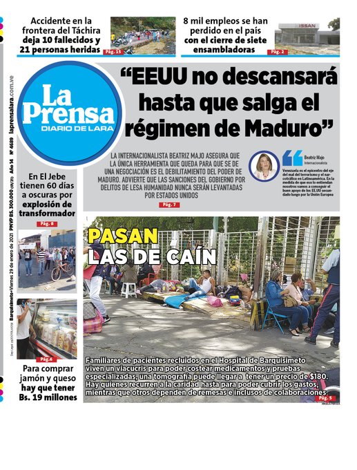 Primera Página de La Prensa de Lara