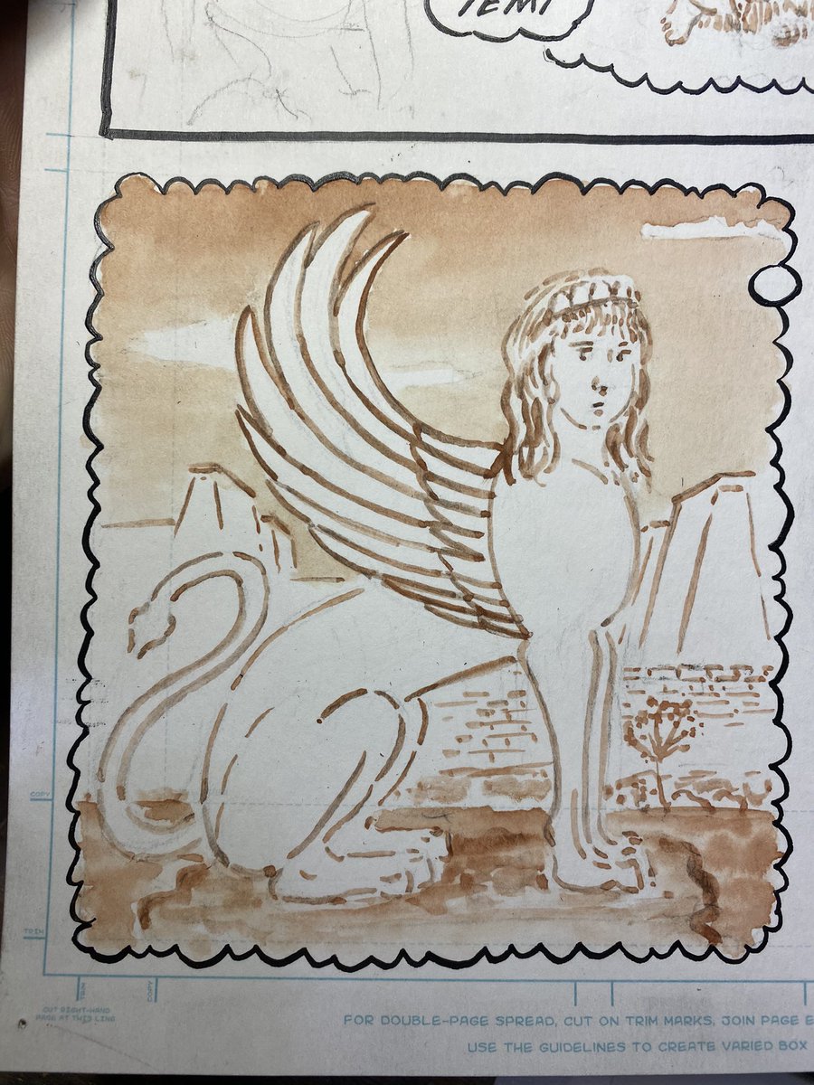 BlindBoyFrost's tweet photo. W teaching 2 classes I was only slightly productive in studio today. I finished 1st layer of drawings of Themis & Sphinx w Thebes in background. W only 3(!) Zoom meetings tomorrow, I wanna see if I can knock this page out. Iβve said THAT before...#dailydante #1stlayer #sanguine https://t.co/BmOWtMq0c0