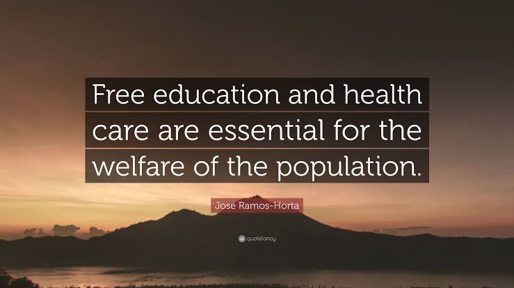 ServingNicely's tweet photo. Free education and health care are essential for the welfare of the population.
                   Jose Ramos Horta
#freeeducation #education #EducationForAll #servingnicely #ngo #supportus @ServingNicely https://t.co/NzSRIVufoR