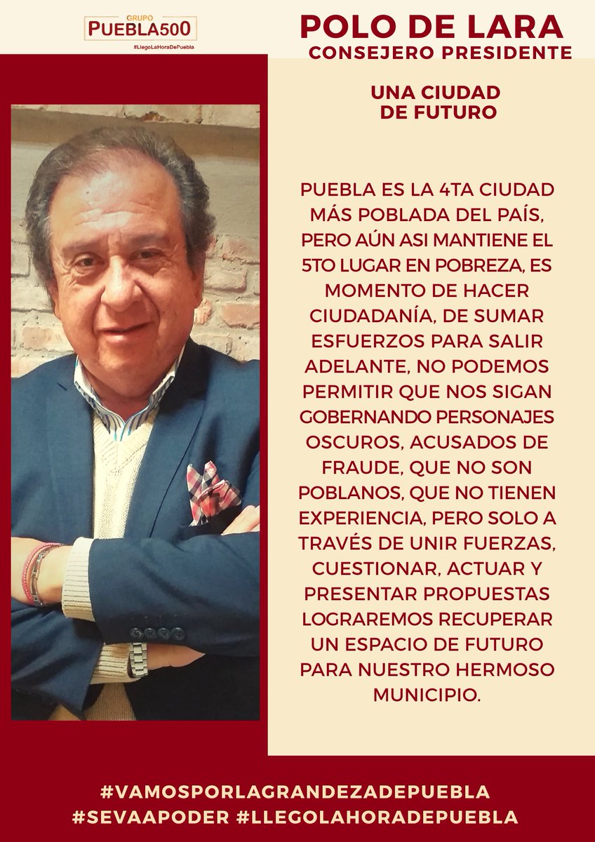 GrupoPuebla500's tweet photo. No nos dejemos dominar por el desánimo y la apatía, es tiempo de darle el valor a nuestra participación.
#VamosPorLaGrandezaDePuebla
#SeVaAPoder
@polodelara https://t.co/PAdVs656aY