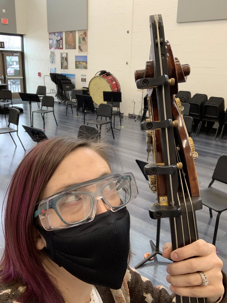 Check out the newest addition to the BGHS Orchestras!! 
Every inch of it is perfect from the bottom to the (extended!) top!! That’s right, this new bass has a full beautiful extension on it. Thanks to Orchestra member, David, for helping to show it off! #orchfam #weare214