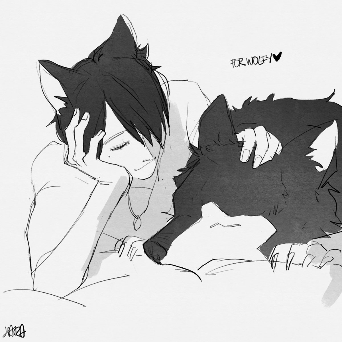 Doodle redeem!
1. @shireiseargoth and @yuuta_koo for @yuuta_koo 
2. Wolf boy and wolf for wolfy
3. Angel Mako for @AriMarshmello0w  (NSFW full-size on discord) 