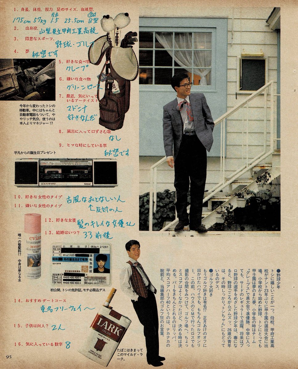 田原俊彦 1987年春 トシちゃんの素顔再チェック この笑顔がたまりません😍