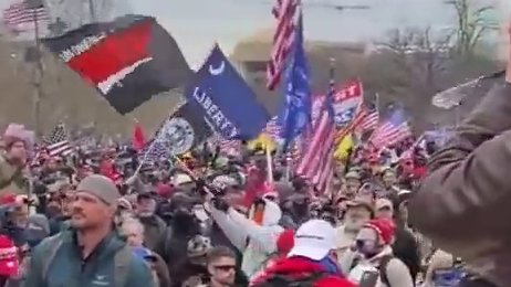 Here's #WhiteDeathHoodie prior to the tunnel incident waving a Gun Owners For Trump flag. @capitolhunters