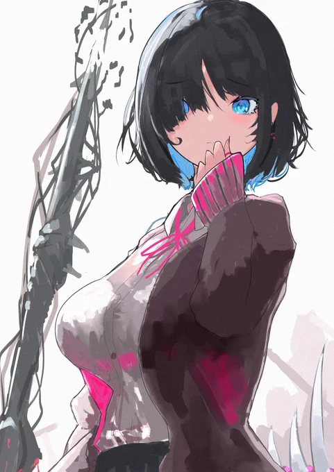 目が隠れてる黒髪ちゃん