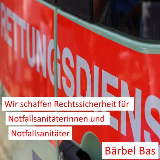 Bärbel Bas: Rechtssicherheit für Notfallsanitäterinnen und Notfallsanitäter

Notfallsanitäterinnen und -sanitäter können in Zukunft im Notfall auch in Abwesenheit einer Notärztin oder eines Notarztes eigenverantwortlich 
spd-duisburg.de/baerbel-bas-re…