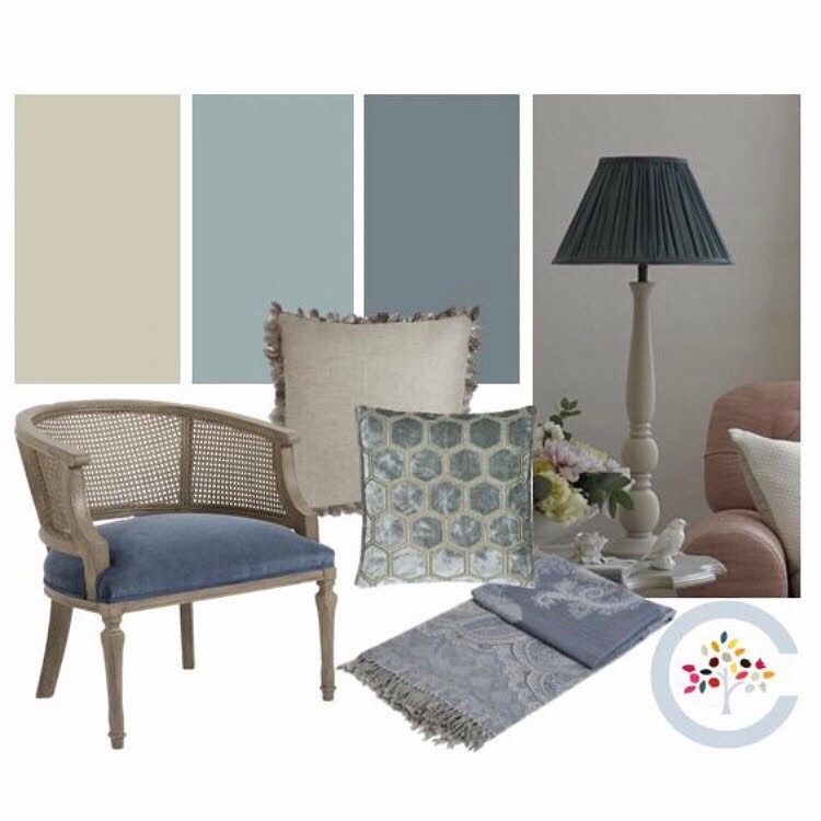 cottontreeint's tweet photo. A #Spring scheme! Feelings of nostalgia for past times draw us towards the traditional detailing on the lovely armchair and lamp, whilst cosy, natural textures sate our desire for comfort. 

#InteriorDesign #Moodboard @paint_library @PookyLights @DesignersGuild https://t.co/x0EAOyecHz