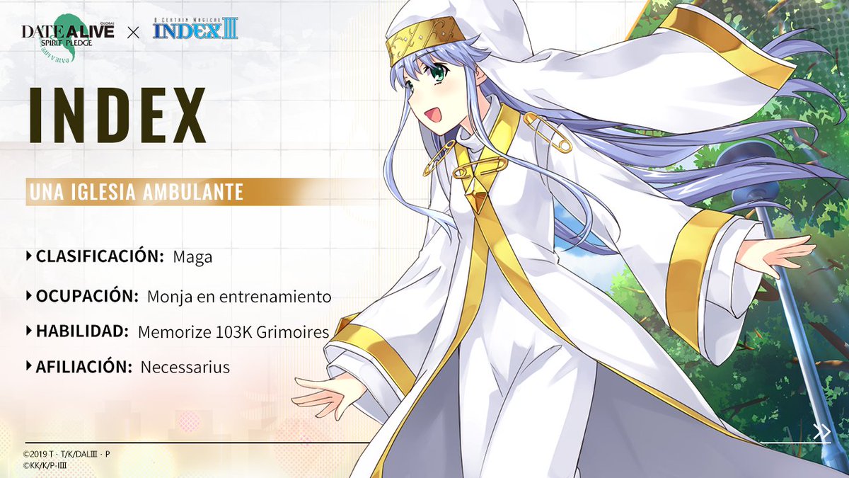 DALSP_ES's tweet image. Intro de los personajes de Un cierto índice mágico III

Los personajes de colaboración llegan a Ciudad Tengu por accidente. ¿Qué ocurrirá? ¡Prepárate para la nueva historia! 

#DateALive #SpiritPledge #Magicalindex