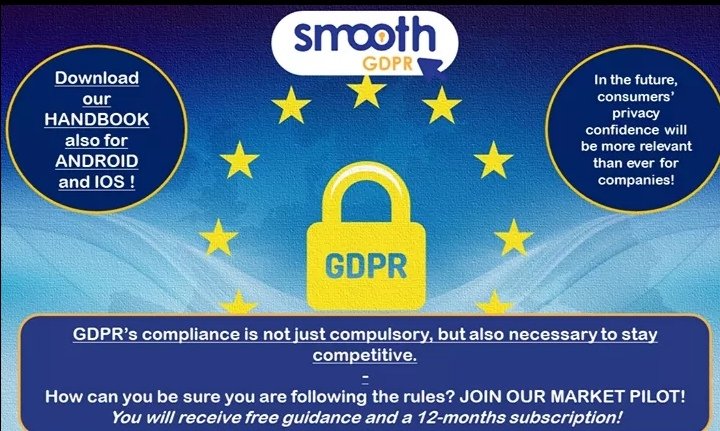 📌 How can you be sure you are following the #GDPR? 
Join our Market Pilot and get 1 year free subscription!
questionnaire.smoothplatform.eu/ui

➡️ Discover also our GDPR handbook here: gdprhandbook.eu
Android: play.google.com/store/apps/det…
Apple: apps.apple.com/tt/app/gdpr-ha…

#SmallBusinesses
