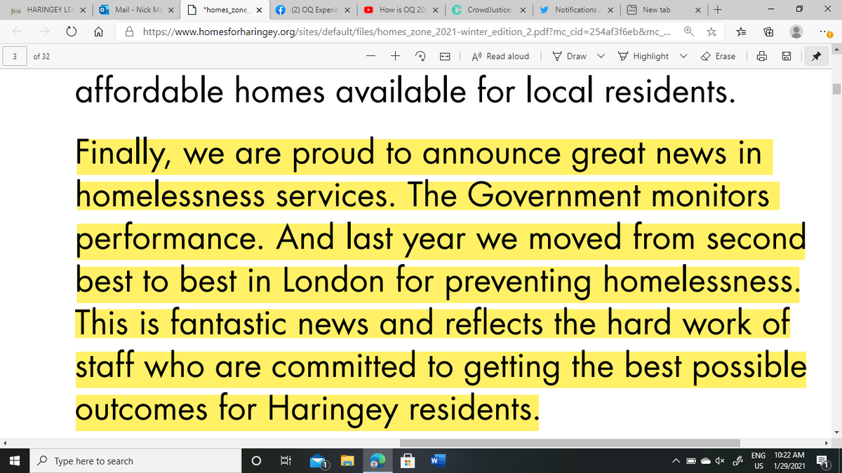 It's clear HfH didn't know anything about being axed. Their newsletter of today doesn't mention it and the HomeZone talks about this year's White Paper, a change in April to Seemydata, has good performance stats and this below about homelessness. Did nobody tell them?