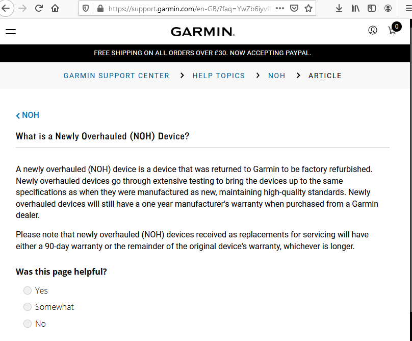 jointhewater's tweet photo. @GarminUK @outdoorswimming This is what the Garmin website says about refurbished watches > https://t.co/M0zUDYLS4c

It says these watches are faulty returns that have been fixed at the factory - whereas on chat I was told the watch had never left the factory and had never been used by anyone else. https://t.co/6SH9B5zEoF
